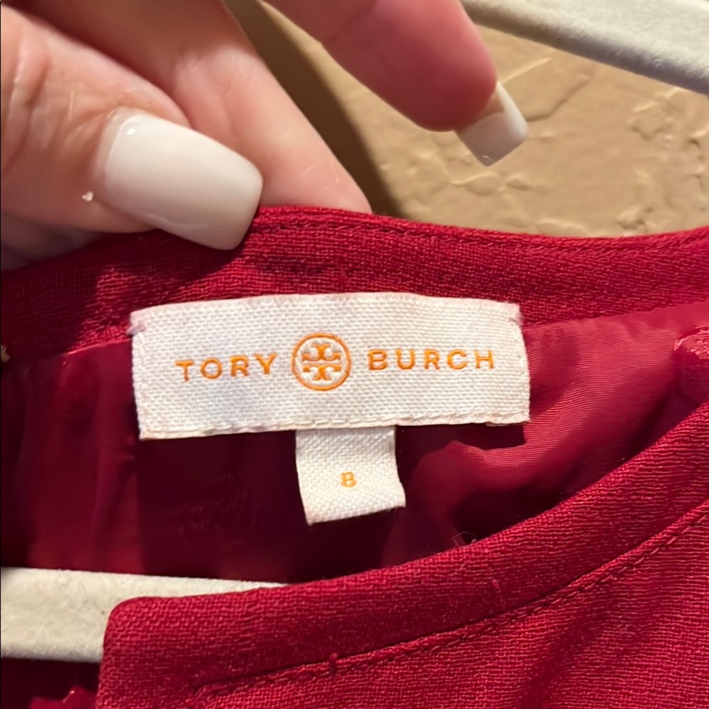 Tory Burch Red Wool and Lined Sheath Midi Dress - Picture 4 of 5